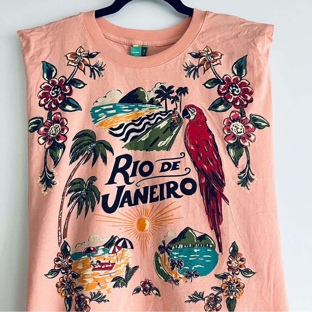 FARM Rio Brazil Rio Muscle T-Shirt Pink Size (P = Small) - Picture 4 of 13